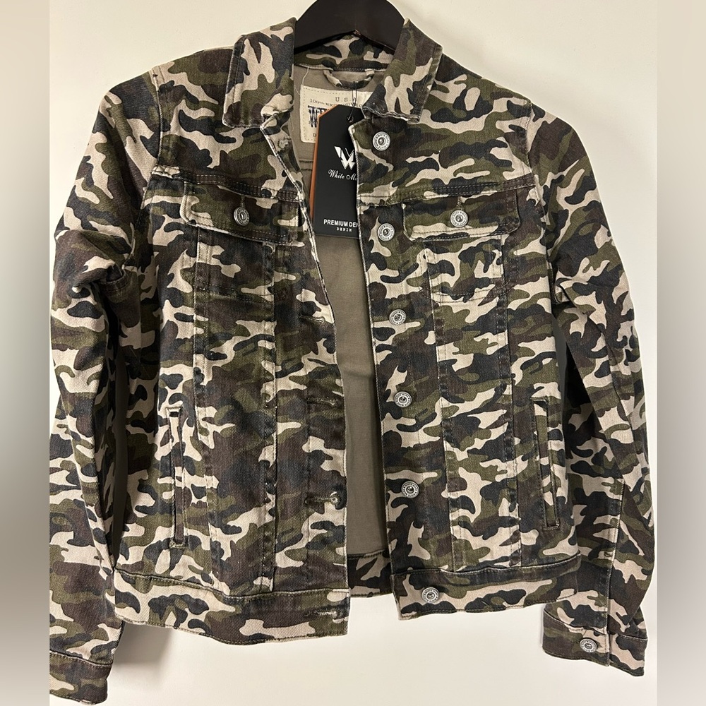 New! Women’s Camouflage Print Denim Jacket by White Mark
